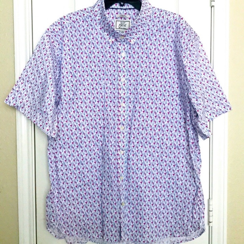 Jos.A.Bank Tailored Ss Button-Down Flamingo Shirt - image 5